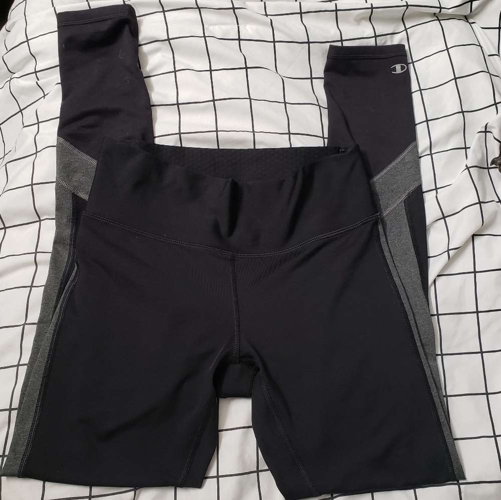 Black w Grey Stripe Champion Leggings